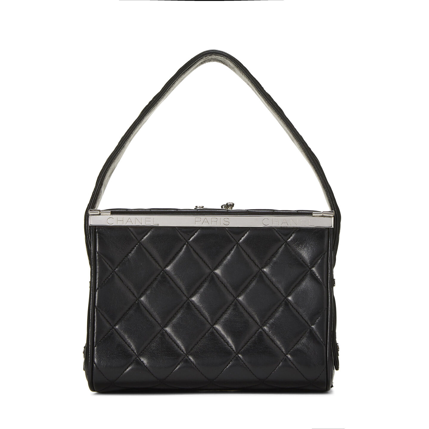 chanel black quilted lambskin box bag