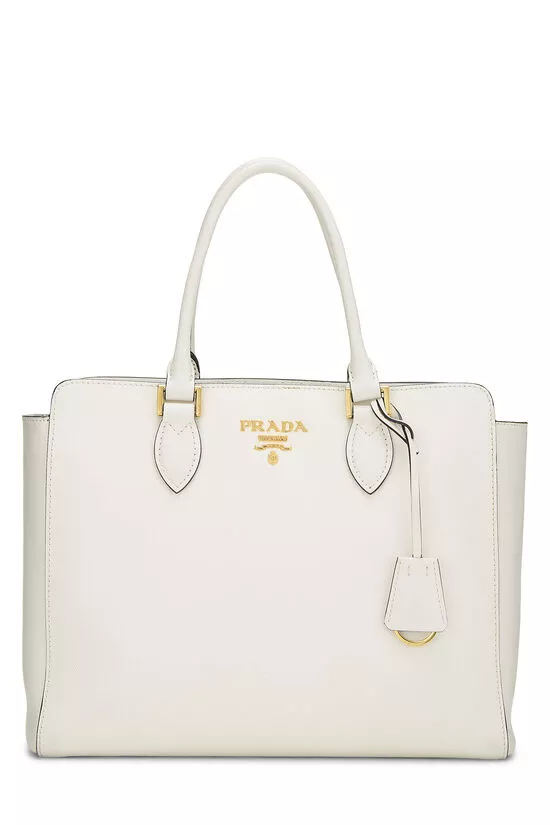 WHITE SAFFIANO CONVERTIBLE HANDBAG