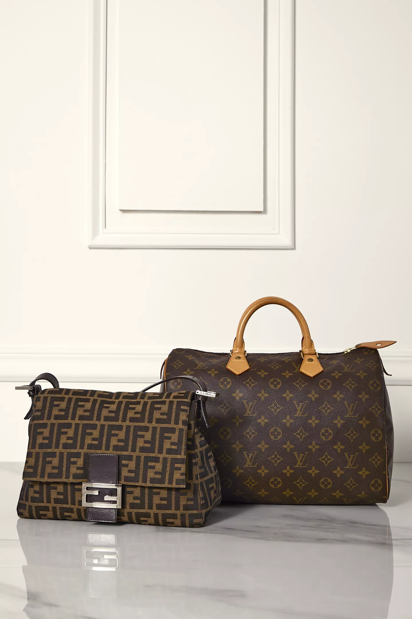 Fendi Brown Zucca Mama Shoulder Bag and a Louis Vuitton Monogram Speedy 35