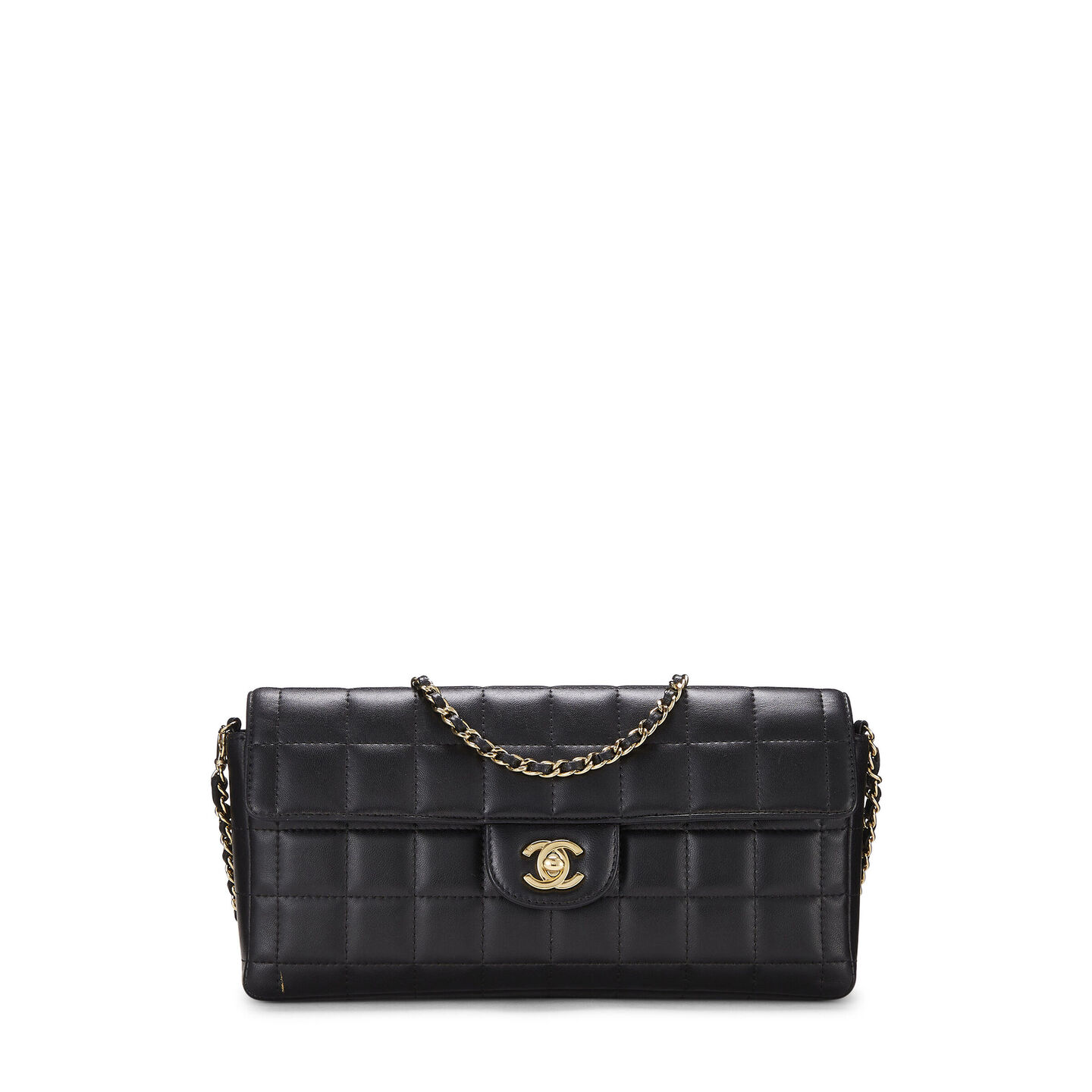 chanel black lambskin chocolate bar east/west medium