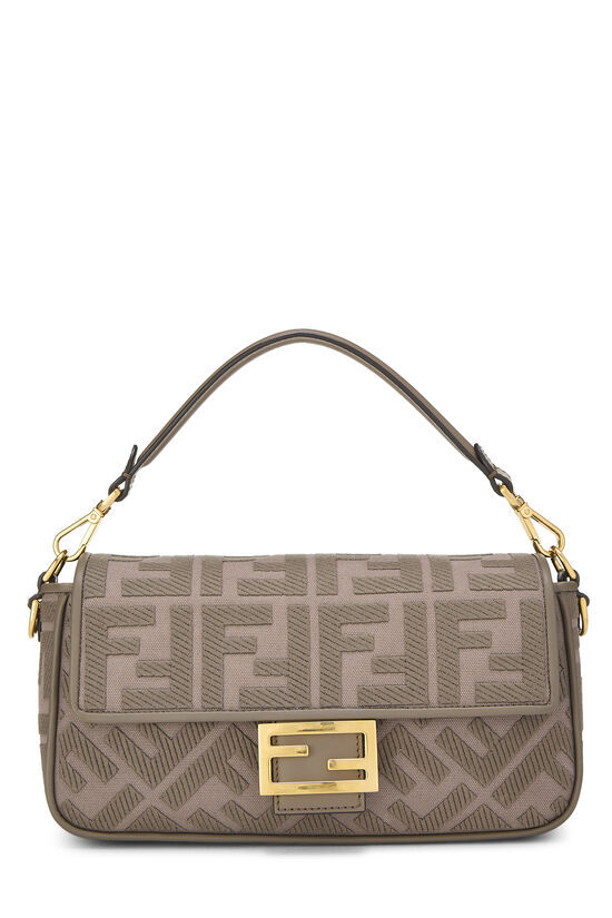 Best Sellers : Fendi Brown Embroidered Zucca Canvas Convertible Baguette Medium