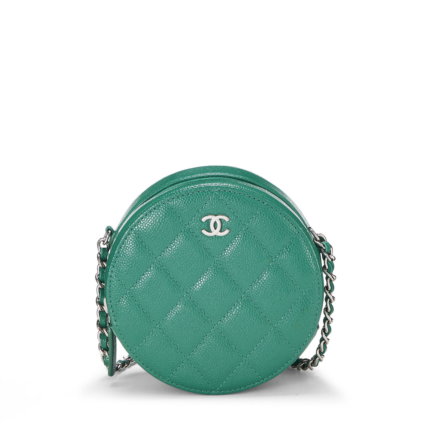 chanel green quilted caviar round crossbody