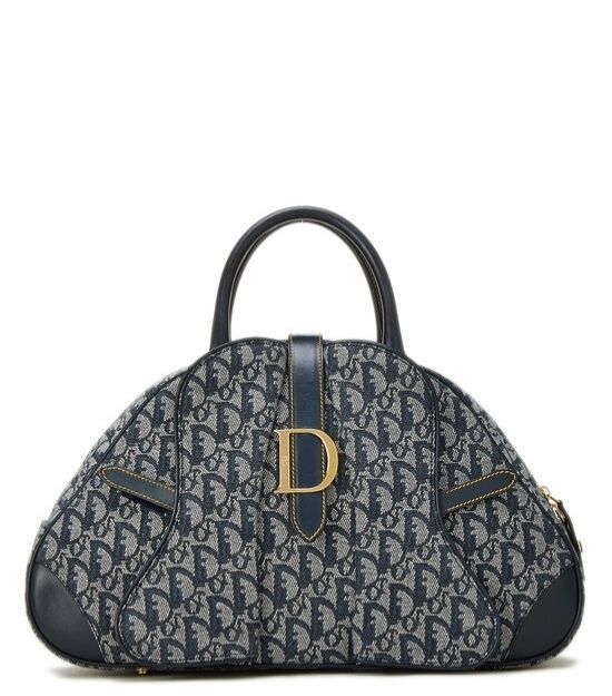 Christian Dior Blue Denim Double Saddle Bag