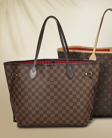 Hero Banner: Louis Vuitton Neverfull's in Damier Ebene, Monogram Canvas and Damier Azur