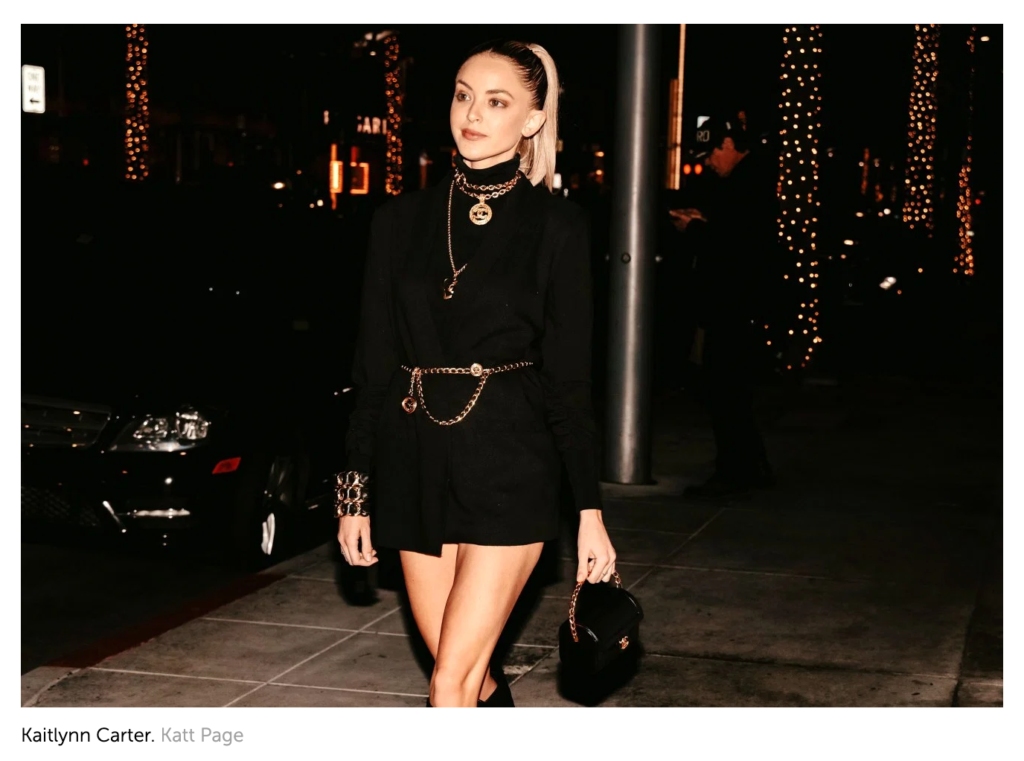 Kaitlynn Carter attended the What Goes Around Comes Around holiday happy hour