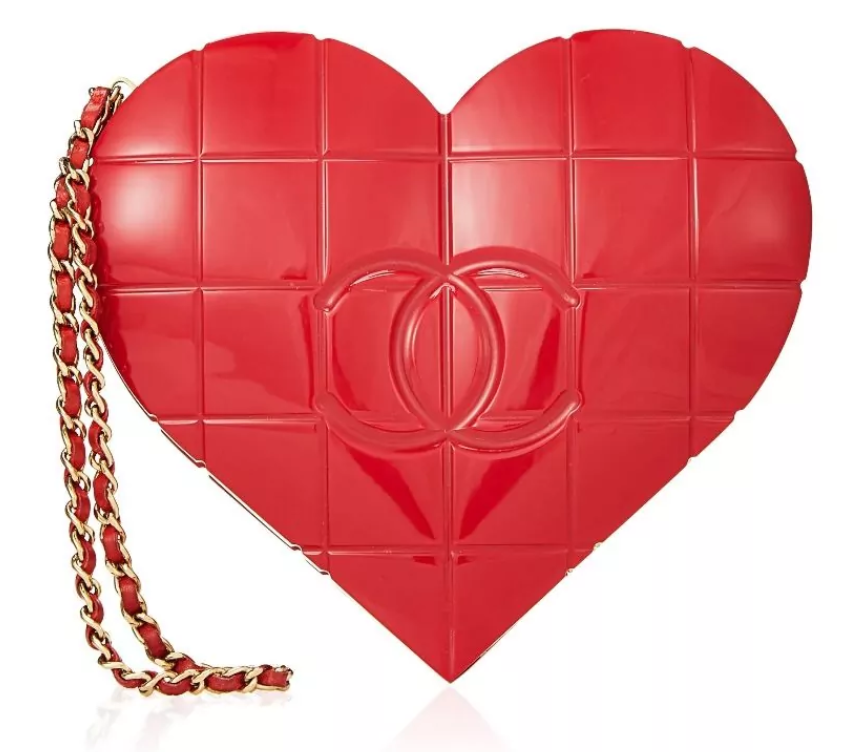 CHANEL RED ACRYLIC HEART MINAUDIERE, $9,850