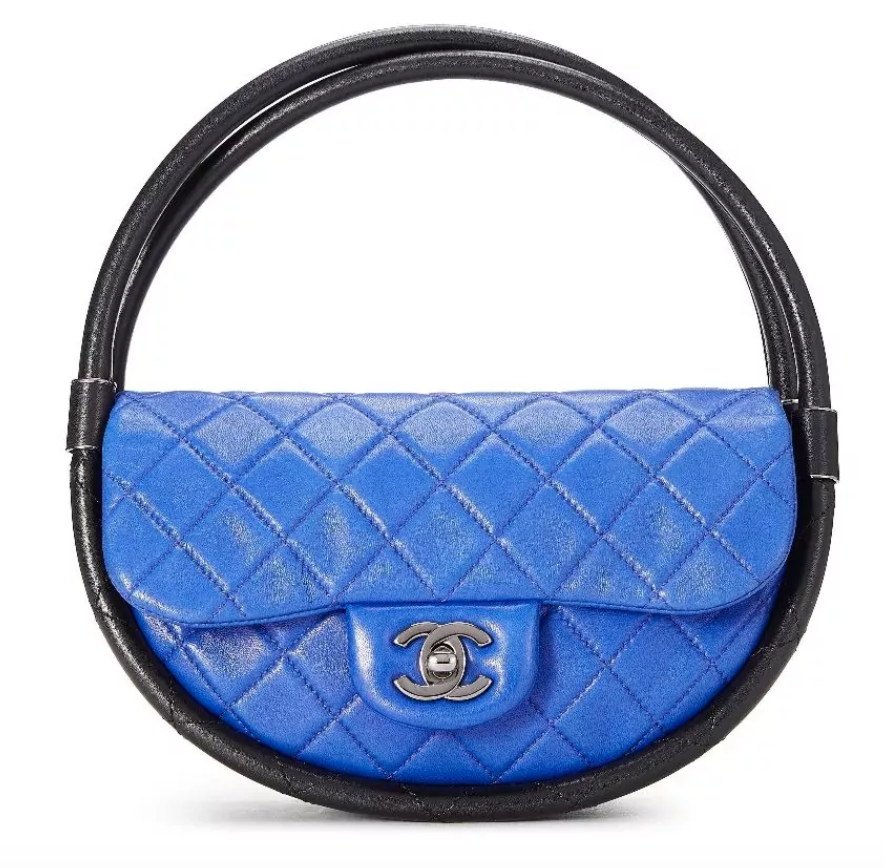 CHANEL BLUE QUILTED LAMBSKIN HULA HOOP MINI, $4,250