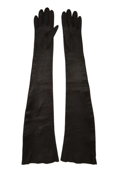 Black Leather Studded Gloves, , large