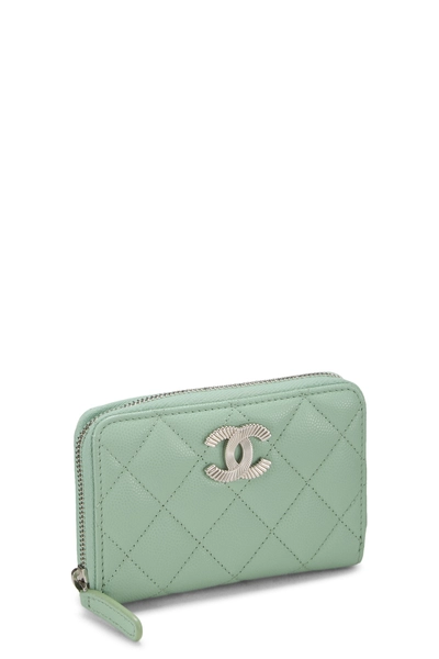 Green Caviar Zip Around Coin Purse, , large