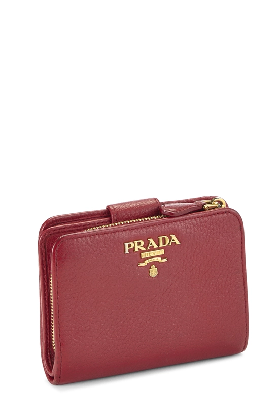 Red Vitello Daino Compact Wallet, , large image number 1