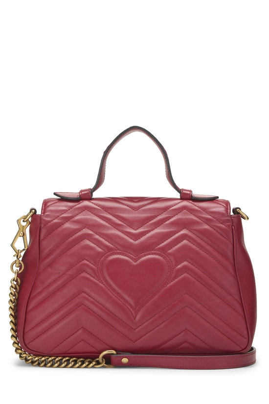 Red Leather GG Marmont Top Handle Shoulder Bag Small, , large image number 3
