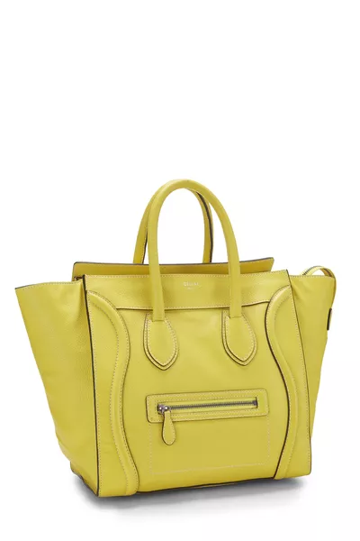 Yellow Calfskin Leather Luggage Mini, , large
