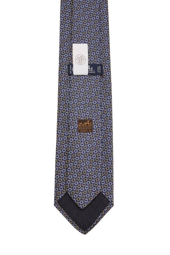 Navy Jacquard Silk Tie, , large image number 1