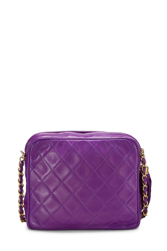 Purple Diagonal Quilted Lambskin 'CC' Camera Bag Small, , large image number 3