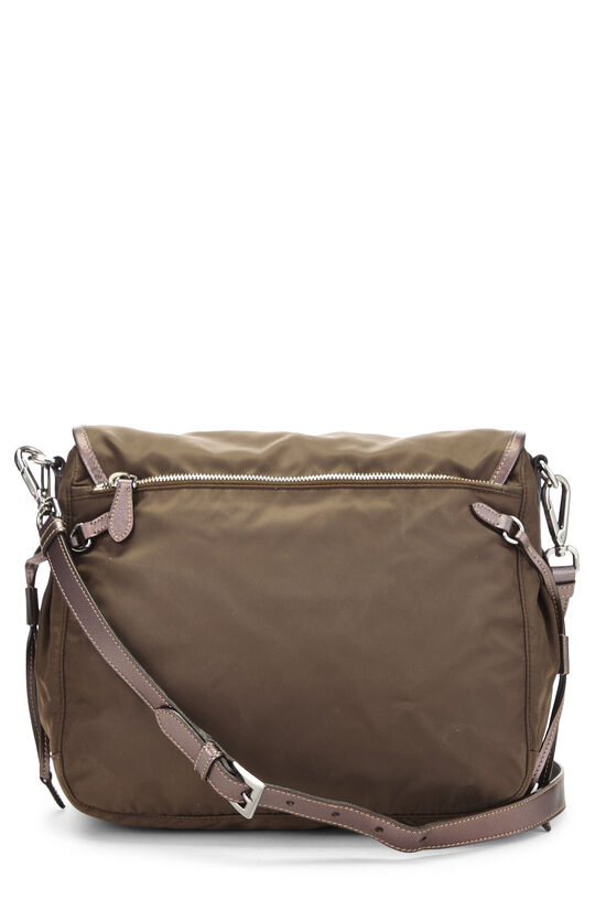 Brown Nylon Double Buckle Flap Messenger Bag, , large image number 3