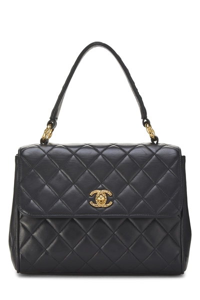 Chanel Navy Quilted Lambskin Kelly Small