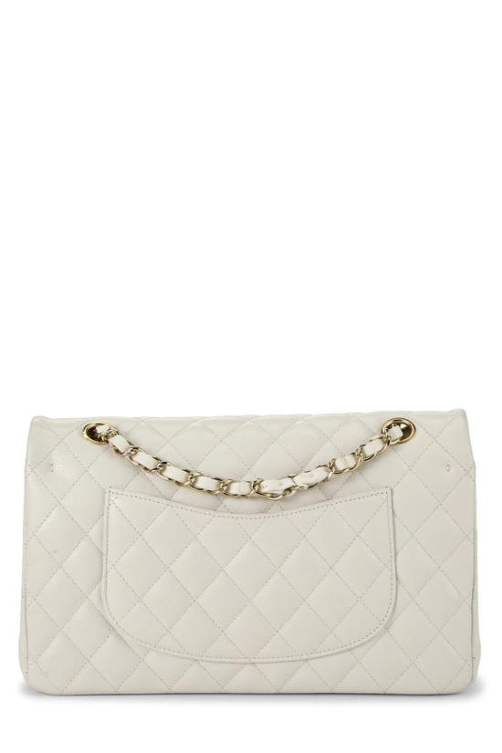 White Quilted Caviar Classic Double Flap Medium, , large image number 3