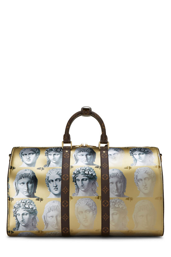 Fornasetti x Louis Vuitton Gold & Monogram Canvas Keepall Bandouliere 45, , large image number 4