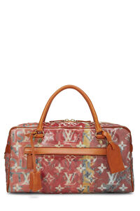 Louis Vuitton Richard Prince Red Jaune Denim Monogram Pulp Weekender PM Bag  571lv614