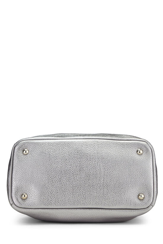 Silver Vitello Daino Convertible Shopping Handle Bag, , large image number 4