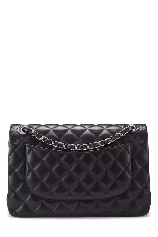 Black Quilted Lambskin New Classic Double Flap Jumbo, , large image number 3