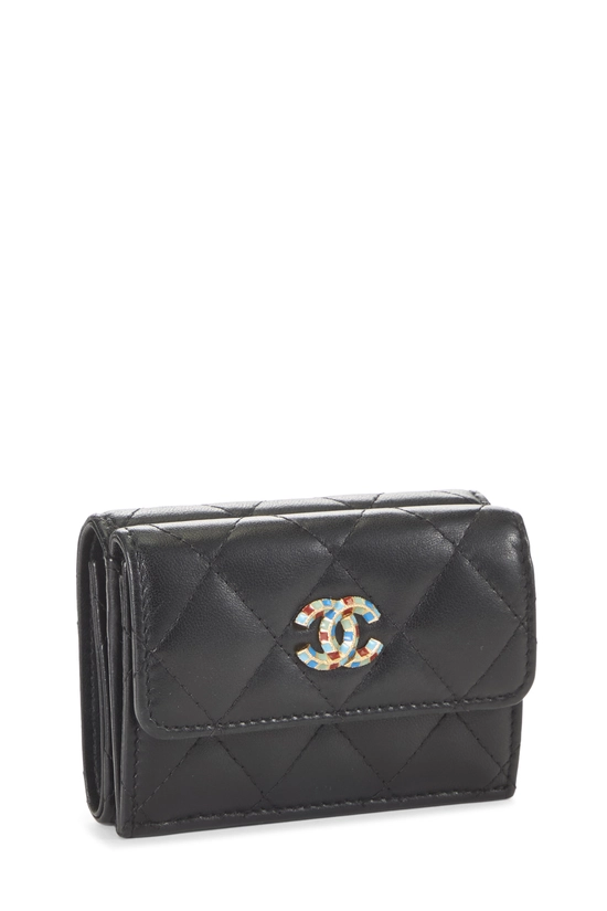 Black Quilted Lambskin Compact Wallet, , large image number 1