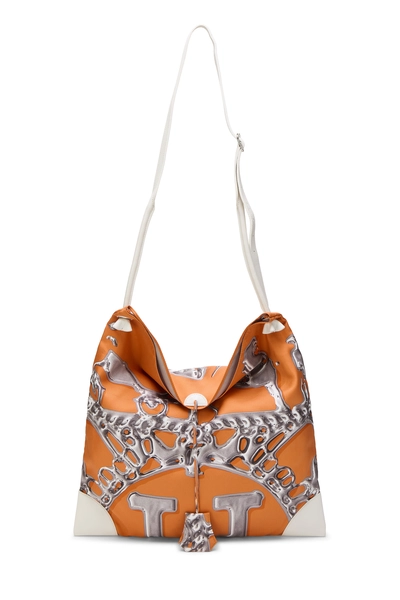 Hermès Orange & Multicolor Silk Silky City MM
