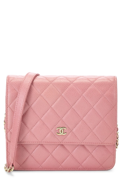 Chanel Pink Caviar Square Wallet on Chain (WOC)