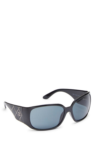 Black Acetate Crystal 'CC' Sunglasses, , large