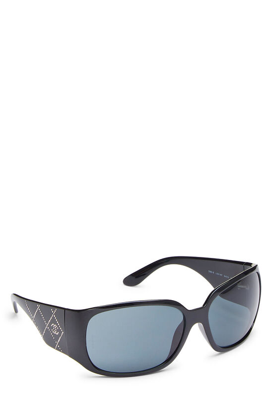 Black Acetate Crystal 'CC' Sunglasses, , large image number 2