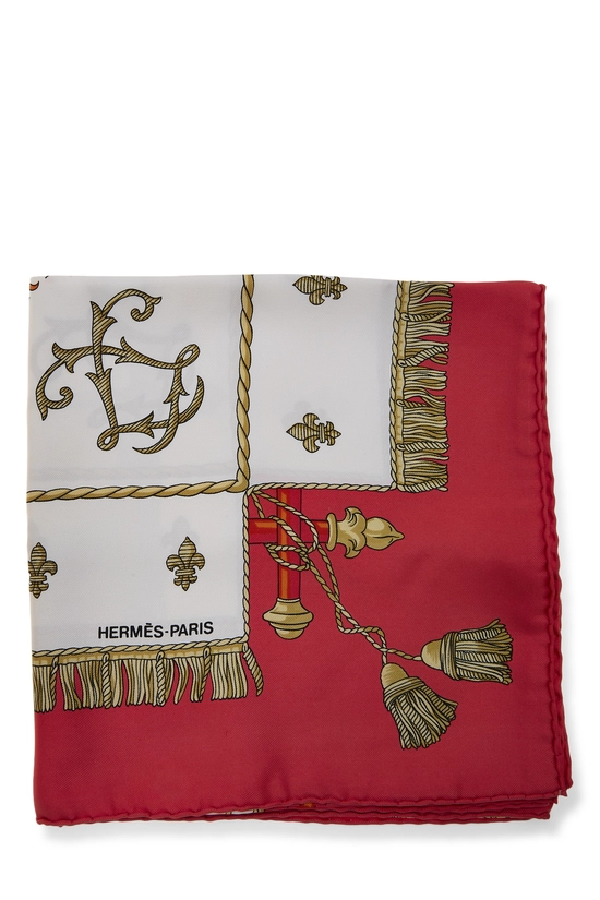 Red & Multicolor 'La Reale Vue du Carrosse de la Gal&egrave;re' Silk Scarf 90, , large image number 1