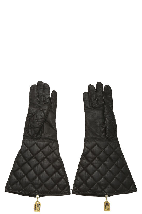 Brown Quilted Lambskin Gloves, , large image number 2