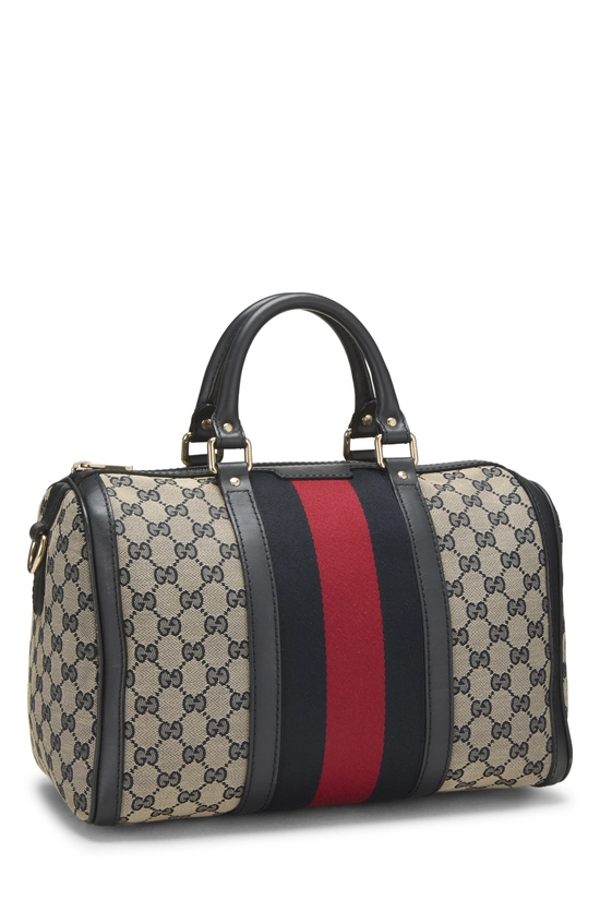 Navy Original GG Canvas Vintage Web Boston Bag Medium, , large image number 1