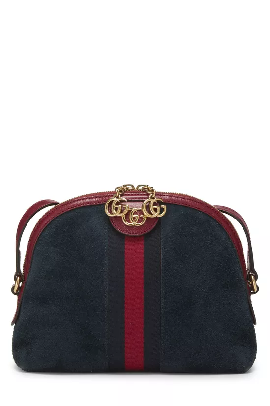 Navy Suede Ophidia Shoulder Bag Small, , large image number 0