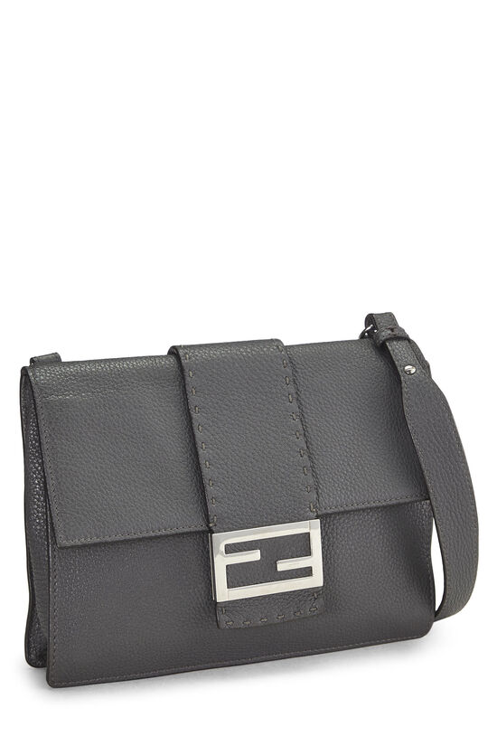 Grey Leather Flat Baguette Bag Medium, , large image number 1