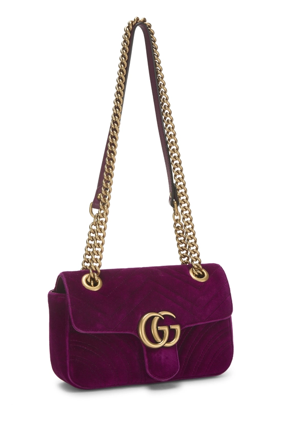 Purple Velvet GG Marmont Matelass&eacute; Shoulder Bag, , large image number 1
