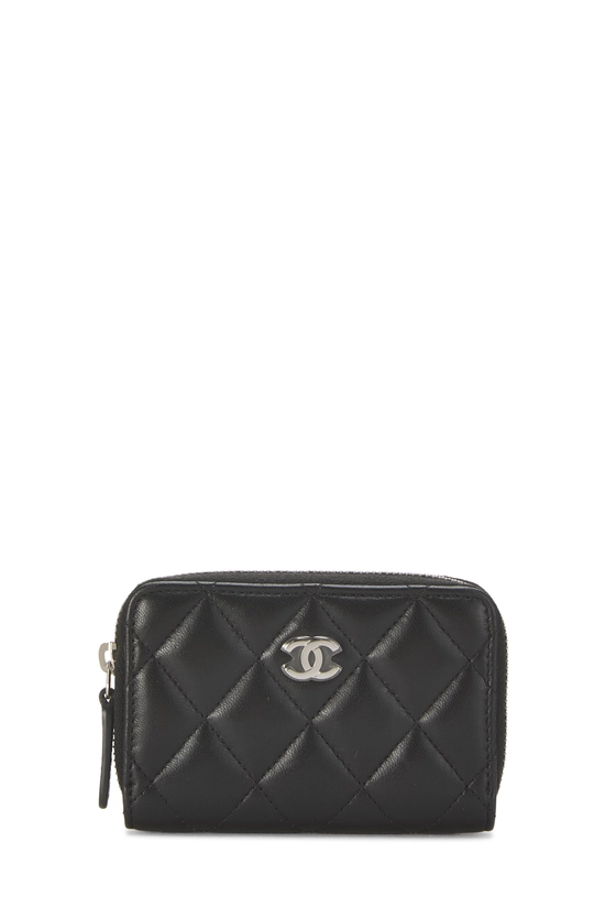 Black Lambskin Zip Around Coin Purse, , large image number 0