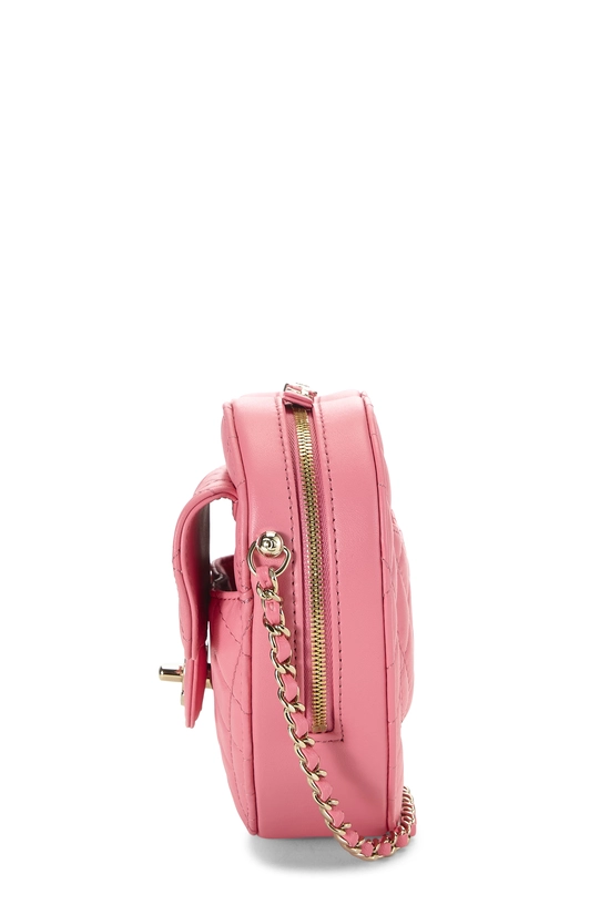Pre-Owned Pink Lambskin 'CC' In Love Heart Crossbody Q6B8CO1IPB000