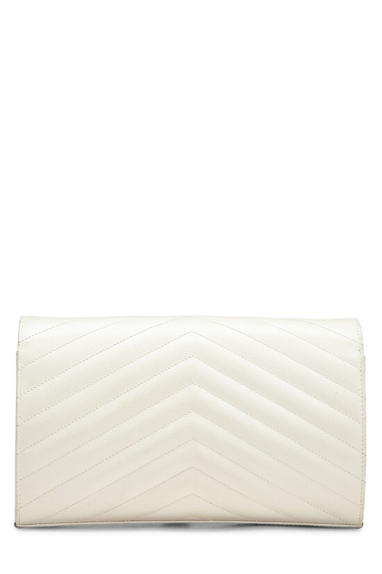 White Chevron Grainy Leather Monogram Wallet On Chain (WOC), , large image number 4