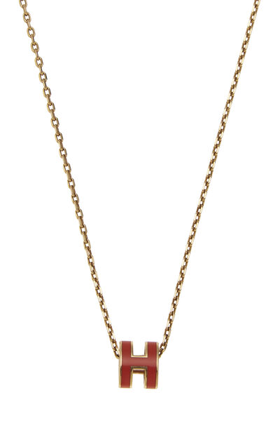 Gold & Orange Pop H Necklace Mini, , large