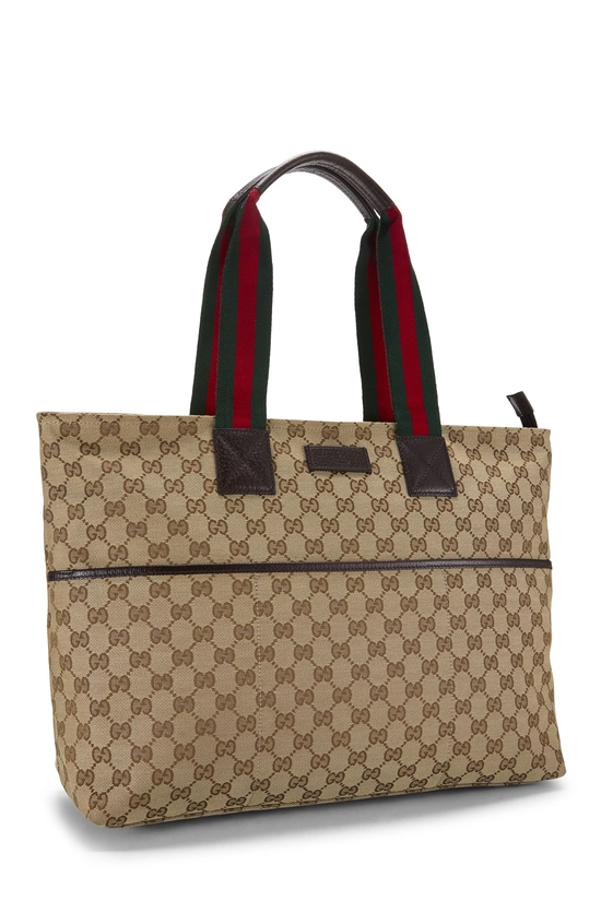 Brown Original GG Canvas Web Zip Diaper Bag Large, , large image number 1
