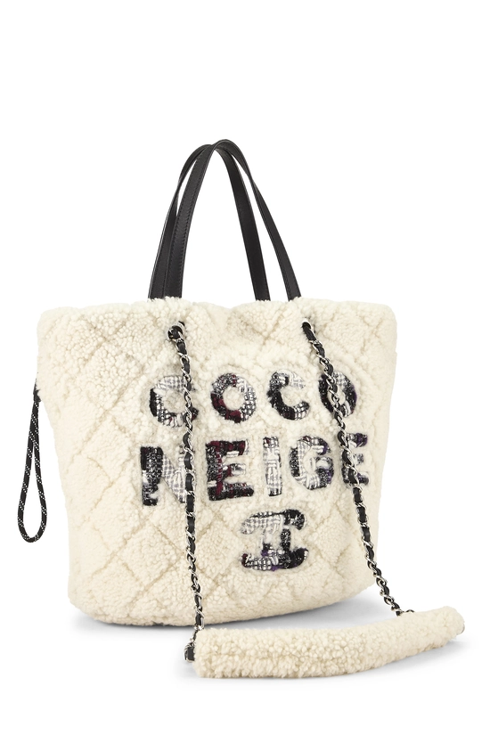 White Shearling 'Coco Neige' Tote, , large image number 1