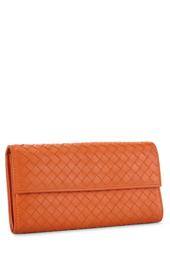 Orange Intrecciato Continental Wallet, , large image number 1