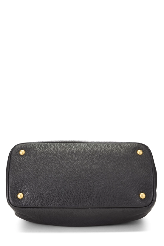 Black Vitello Daino Convertible Tote, , large image number 4