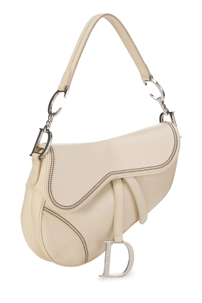 White Leather Saddle Bag, , large