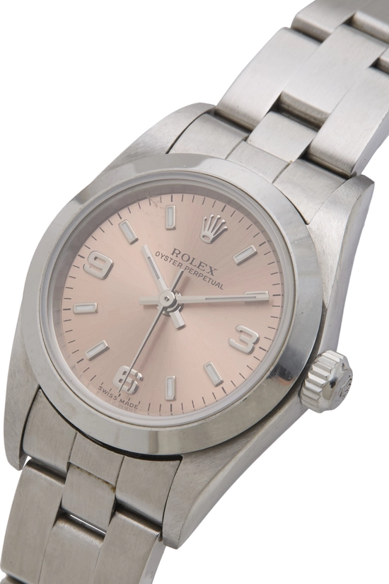 Pink Dial Stainless Steel Oyster Perpetual 76080 24mm, , large image number 1