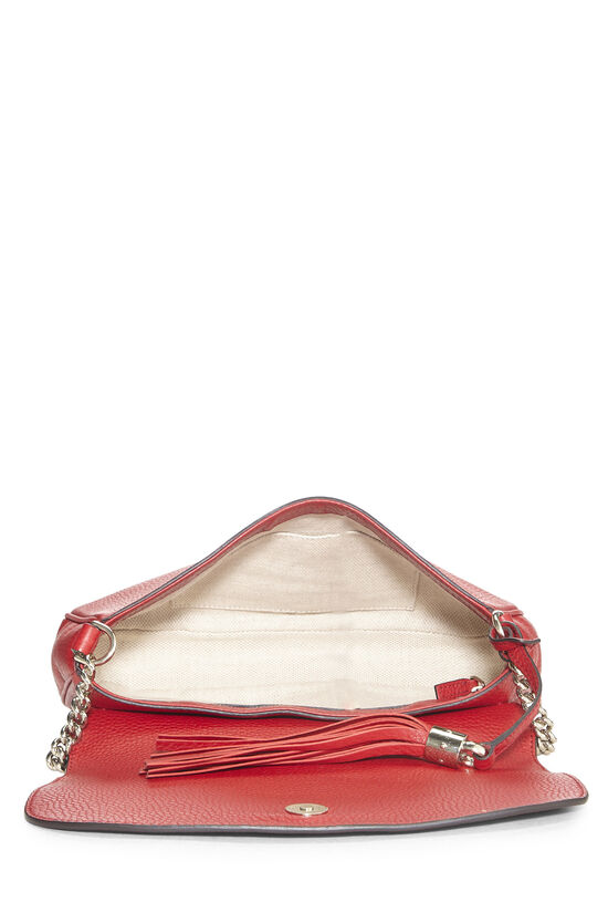 Red Grained Leather Soho Chain Flap Crossbody, , large image number 5
