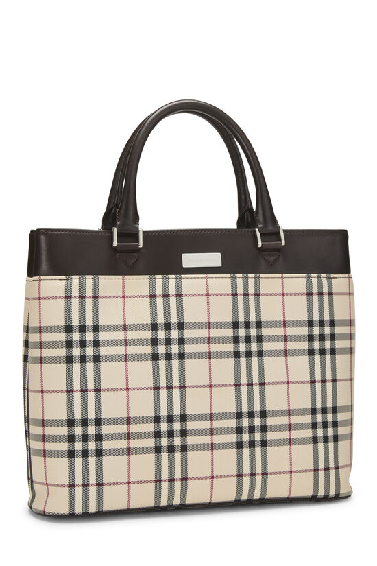 Brown Nylon House Check Handbag Medium, , large image number 1