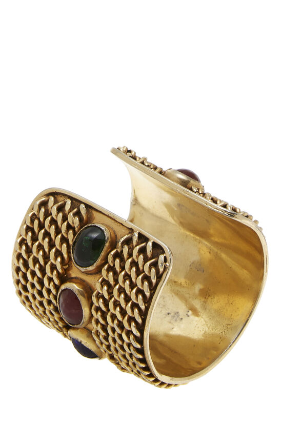 Gold & Multicolor Gripoix Cuff Bracelet, , large image number 1