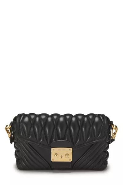 Black Nappa Matelass&eacute; Biker Shoulder Bag
